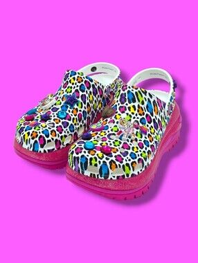 Crocs x Lisa Frank Classic Mega Crush Clog w/ Jibbitz Women's Size 10 Men's Sz 8